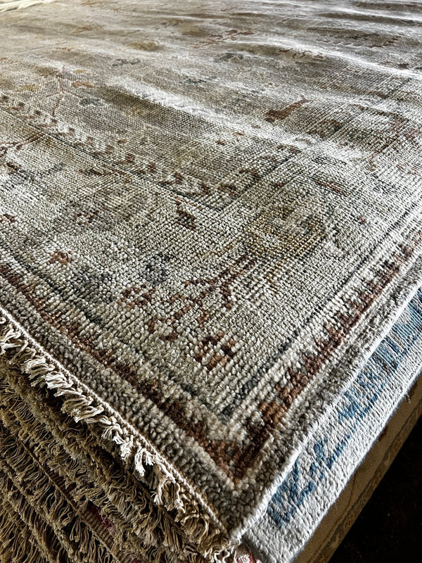 Amrita Acharia 8x10 Light Brown and Light Green Hand-Knotted Oushak Rug | Banana Manor Rug Company