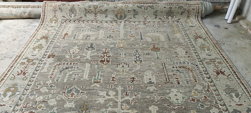 Amrita Acharia 8x10 Light Brown and Light Green Hand-Knotted Oushak Rug | Banana Manor Rug Company