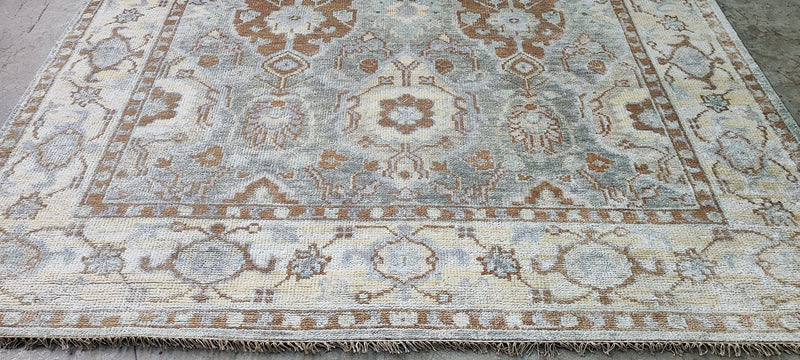 Amy Fine Collins Light Grey and Beige Hand-Knotted Oushak Rug 8.3x10 | Banana Manor Rug Company