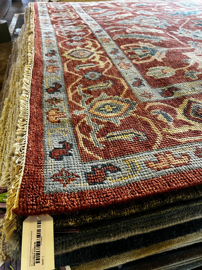 Amy Lau 9.3x12 Red Hand-Knotted Oushak Rug | Banana Manor Rug Factory Outlet