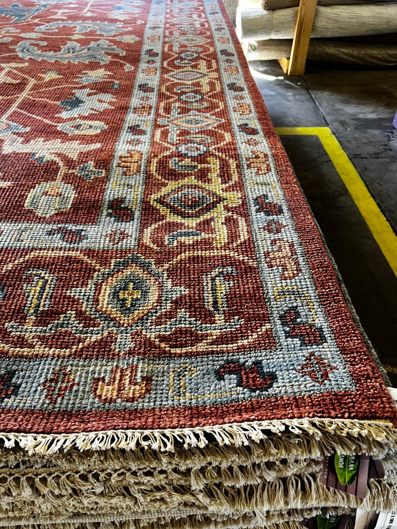 Amy Lau 9.3x12 Red Hand-Knotted Oushak Rug | Banana Manor Rug Factory Outlet