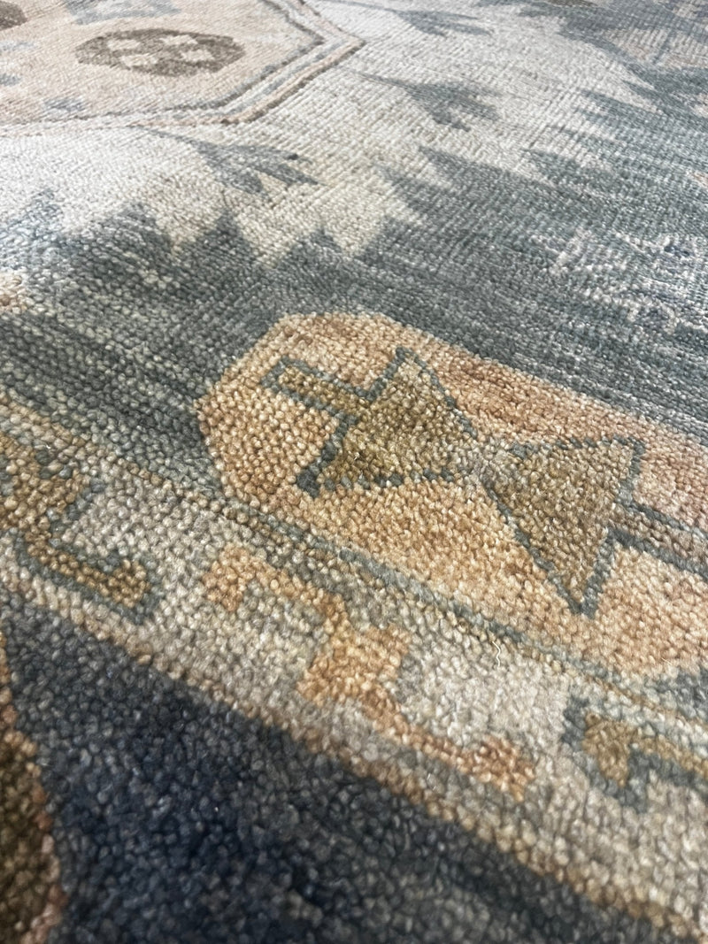 Amy Pilkington 10x14 Dark Green and Blue Hand-Knotted Oushak Rug | Banana Manor Rug Company