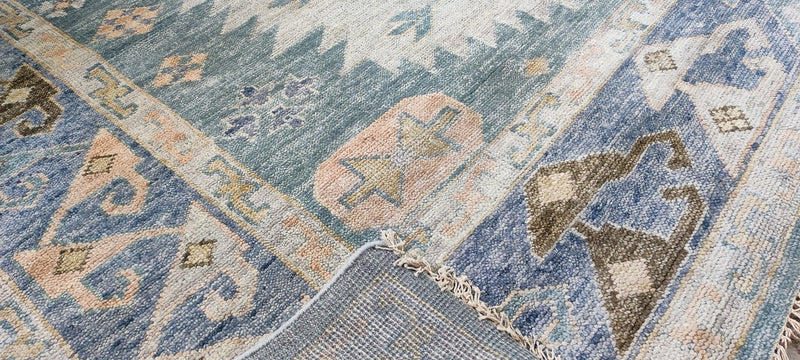 Amy Pilkington 10x14 Dark Green and Blue Hand-Knotted Oushak Rug | Banana Manor Rug Company