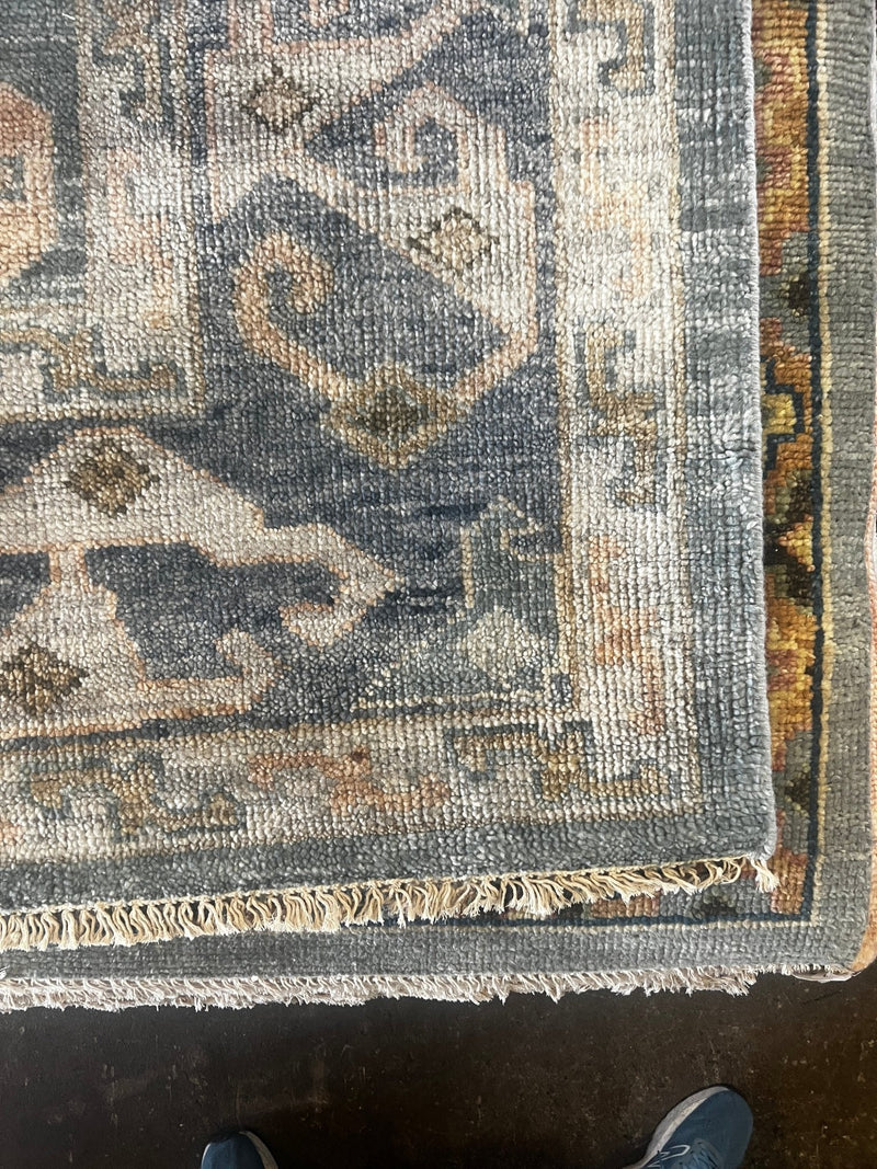 Amy Pilkington 10x14 Dark Green and Blue Hand-Knotted Oushak Rug | Banana Manor Rug Company