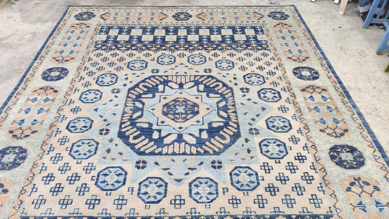 Anastasia 9x12 Light Blue Hand-Knotted Oushak Rug | Banana Manor Rug Company