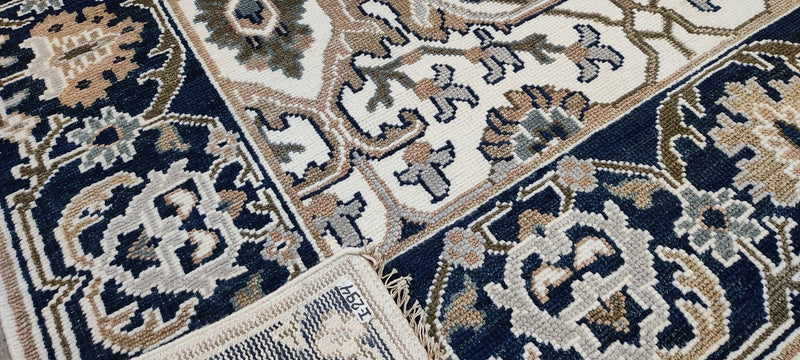 Andree Putnam Ivory and Dark Grey Hand-Knotted Oushak Rug 8.3x10 | Banana Manor Rug Company