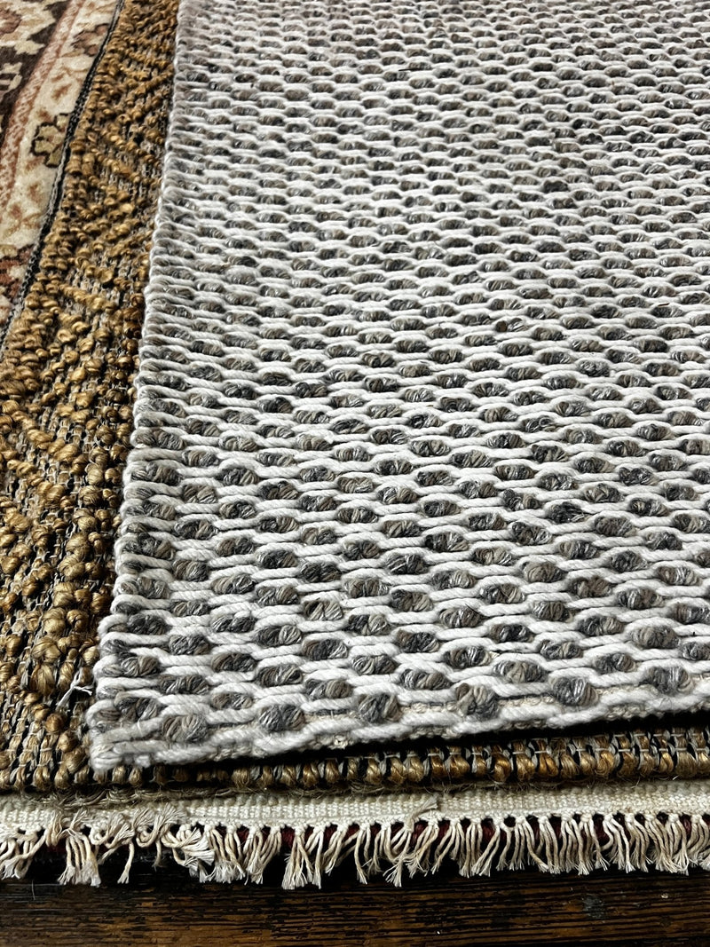 Andy Summers 6x6 White and Gray Handwoven Durrie Rug | Banana Manor Rug Factory Outlet