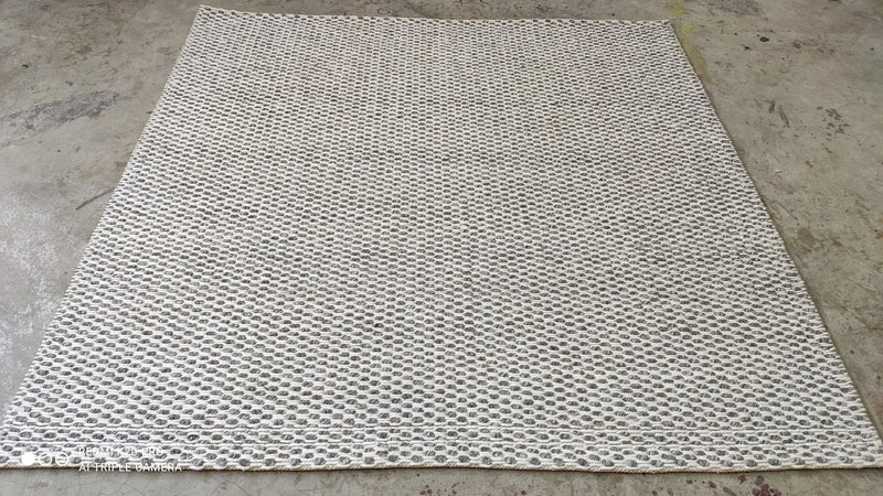 Andy Summers 6x6 White and Gray Handwoven Durrie Rug | Banana Manor Rug Company