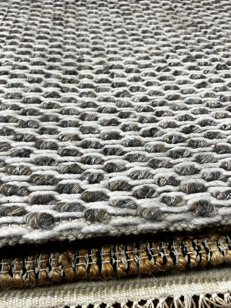 Andy Summers 6x6 White and Gray Handwoven Durrie Rug | Banana Manor Rug Factory Outlet