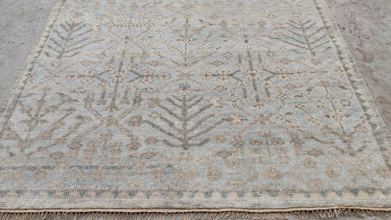 Angela 6x9 Silver and Grey Hand-Knotted Oushak Rug | Banana Manor Rug Company