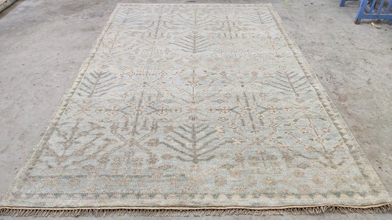 Angela 6x9 Silver and Grey Hand-Knotted Oushak Rug | Banana Manor Rug Company