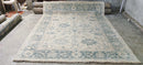 Angeline Guido Ivory and Green Hand-Knotted Oushak Rug 8x9.9 | Banana Manor Rug Company