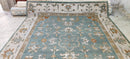 Angourie Rice Hand-Knotted Oushak Rug Blue and Beige 8.3X10 | Banana Manor Rug Company
