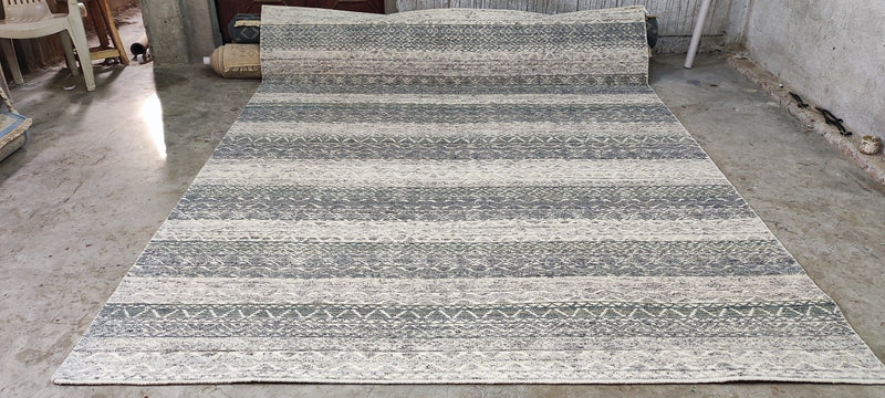 Angus Sampson Hand-Knotted Modern Rug Natural Grey High-Low 8x10.3 | Banana Manor Rug Company