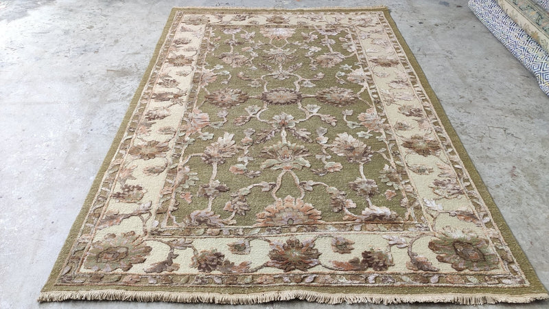 Ann Margret 5.9x8.6 Cream Hand-Knotted Oushak Rug | Banana Manor Rug Company