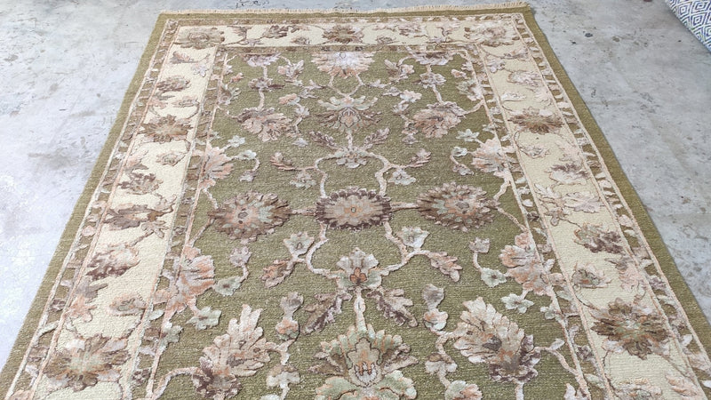 Ann Margret 5.9x8.6 Cream Hand-Knotted Oushak Rug | Banana Manor Rug Company