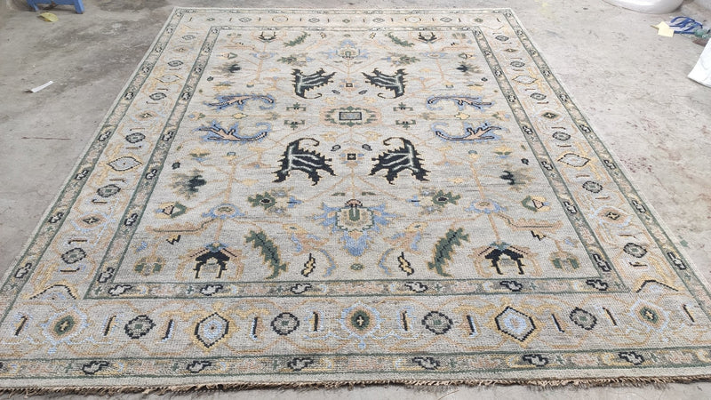 Ann Marie 8x10 Light Blue Hand-Knotted Oushak Rug | Banana Manor Rug Company