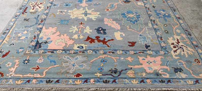 Anna-Lisa 8.3x10 Light Blue Hand-Knotted Oushak Rug | Banana Manor Rug Company