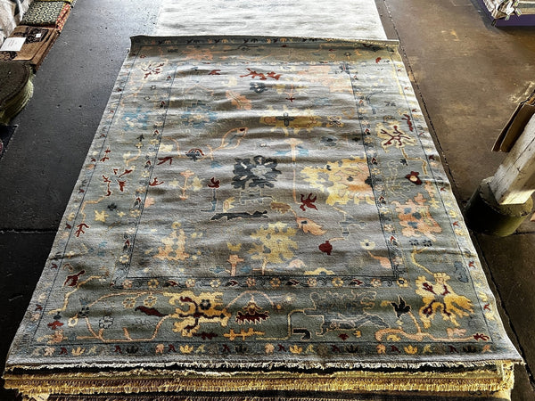 Anna-Lisa 8.3x10 Light Blue Hand-Knotted Oushak Rug | Banana Manor Rug Company