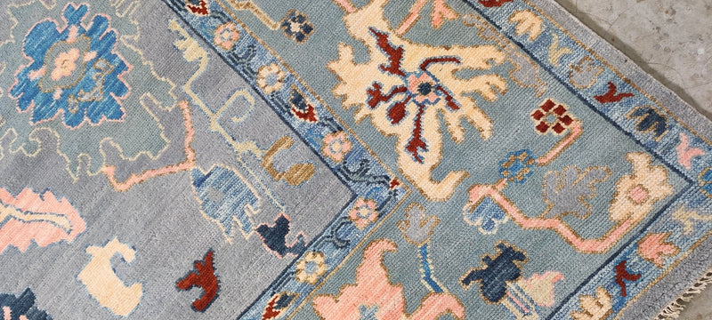 Anna-Lisa 8.3x10 Light Blue Hand-Knotted Oushak Rug | Banana Manor Rug Company