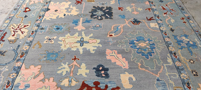 Anna-Lisa 8.3x10 Light Blue Hand-Knotted Oushak Rug | Banana Manor Rug Company