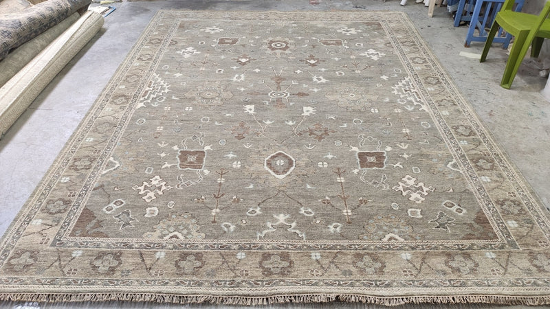 Annabeth 9x11.9 Light Brown Hand-Knotted Oushak Rug | Banana Manor Rug Company