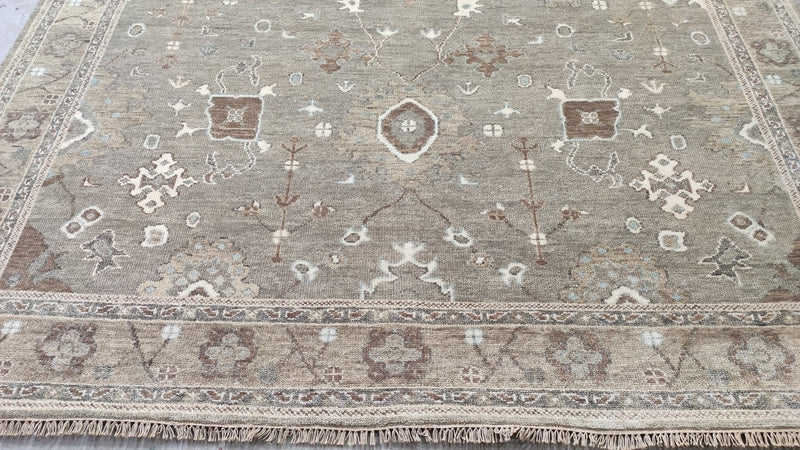 Annabeth 9x11.9 Light Brown Hand-Knotted Oushak Rug | Banana Manor Rug Company