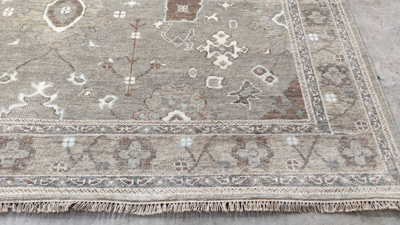 Annabeth 9x11.9 Light Brown Hand-Knotted Oushak Rug | Banana Manor Rug Company