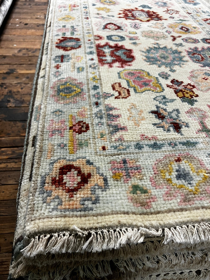 Anne Hathaway 2.6x12 Cream Hand-Knotted Oushak Runner | Banana Manor Rug Factory Outlet