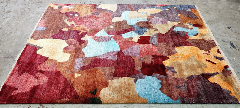 Anthony Hayes Hand-Knotted Modern Rug Red Multi-Colored 5X6.6 (Various Sizes) | Banana Manor Rug Company