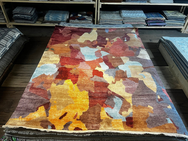 Anthony Hayes Hand-Knotted Modern Rug Red Multi-Colored 5X6.6 (Various Sizes) | Banana Manor Rug Factory Outlet