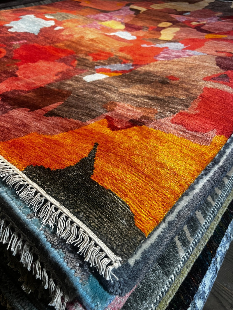 Anthony Hayes Hand-Knotted Modern Rug Red Multi-Colored 5X6.6 (Various Sizes) | Banana Manor Rug Factory Outlet