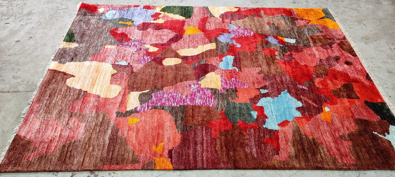 Anthony Hayes Hand-Knotted Modern Rug Red Multi-Colored 5X6.6 (Various Sizes) | Banana Manor Rug Company