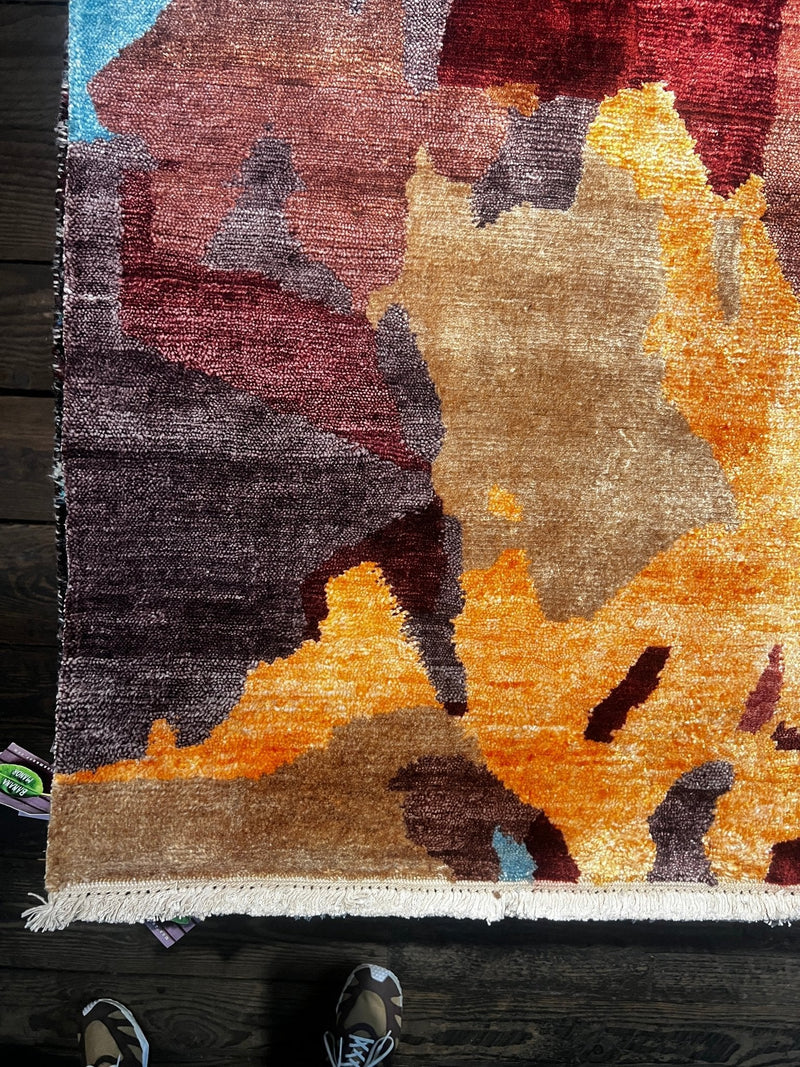 Anthony Hayes Hand-Knotted Modern Rug Red Multi-Colored 5X6.6 (Various Sizes) | Banana Manor Rug Factory Outlet