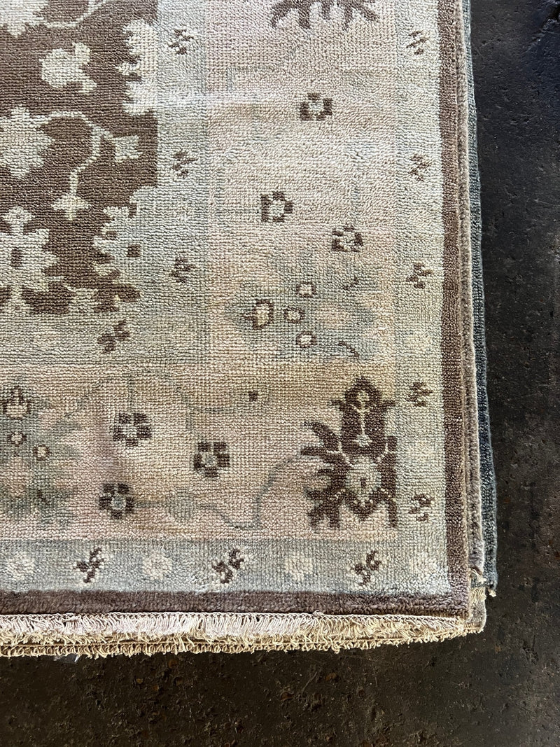 Antionette 8x10 Brown and Ivory Hand-Knotted Oushak Rug | Banana Manor Rug Company