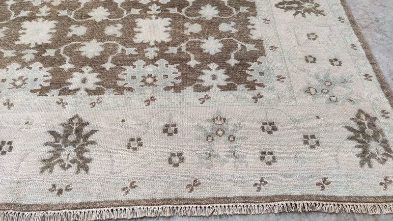 Antionette 8x10 Brown and Ivory Hand-Knotted Oushak Rug | Banana Manor Rug Company