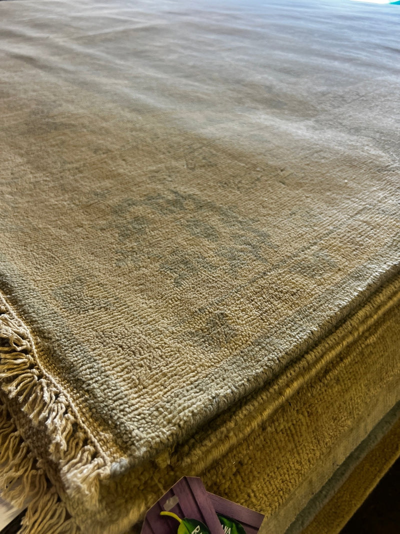 Anya Monzikova 9x12 Hand-Knotted Oushak Rug Green and Ivory | Banana Manor Rug Factory Outlet