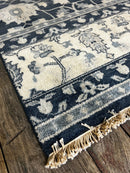 "Apollina" Dark Blue Hand-Knotted Oushak 8x10 | Banana Manor Rug Company