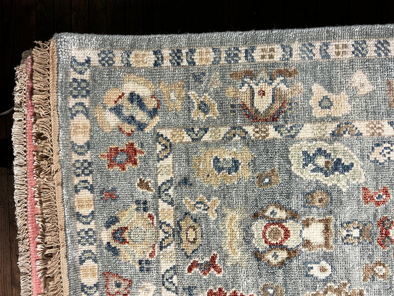 April 3x12 Light Blue Hand-Knotted Oushak Runner | Banana Manor Rug Company