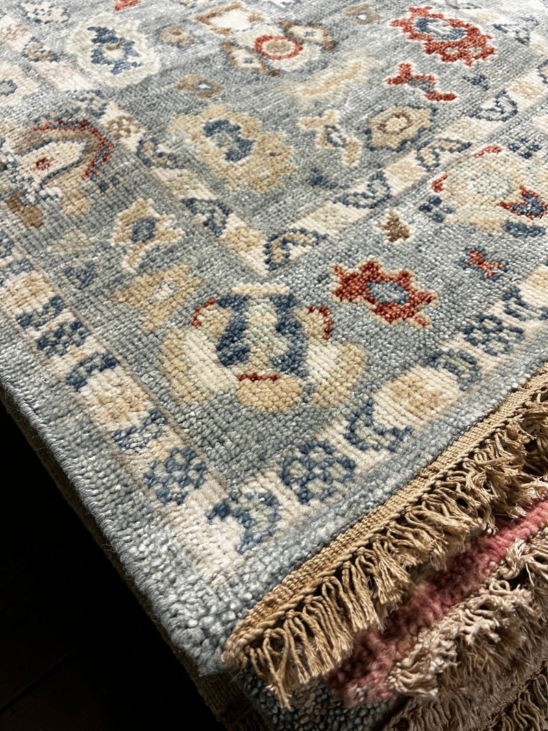 April 3x12 Light Blue Hand-Knotted Oushak Runner | Banana Manor Rug Company