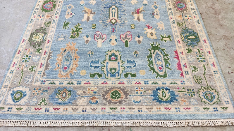 Arcanna 5x8 Light Blue Oushak Rug | Banana Manor Rug Company