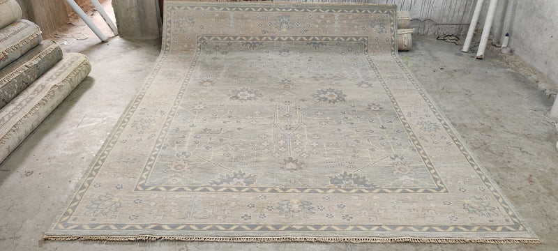 Arianna Huffington Grey and Beige Hand-Knotted Oushak Rug 8x10 | Banana Manor Rug Company