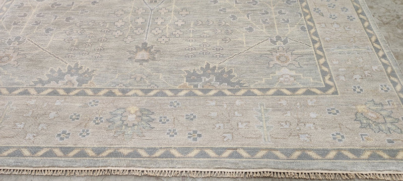 Arianna Huffington Grey and Beige Hand-Knotted Oushak Rug 8x10 | Banana Manor Rug Company