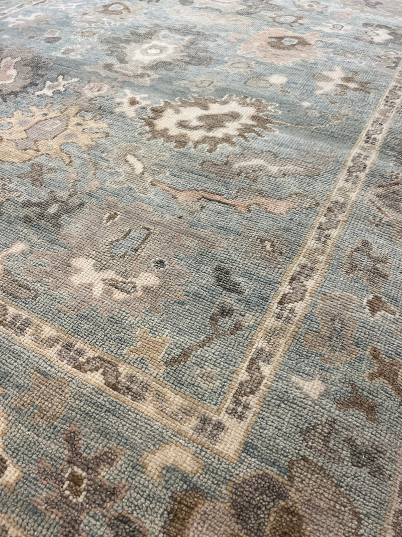 Asa 6.3x9 Aqua and Green Hand-Knotted Oushak Rug | Banana Manor Rug Company