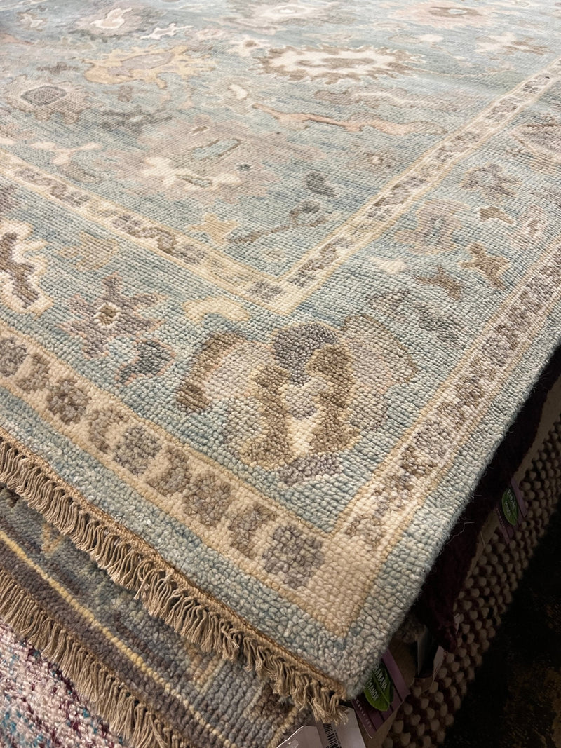 Asa 6.3x9 Aqua and Green Hand-Knotted Oushak Rug | Banana Manor Rug Company