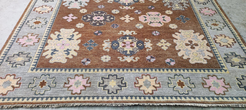 Ashley Dalton Brown and Grey Hand-Knotted Oushak Rug 8x10 | Banana Manor Rug Company