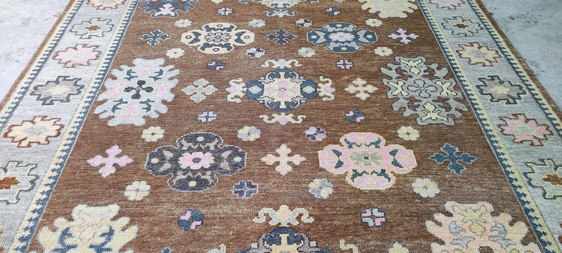 Ashley Dalton Brown and Grey Hand-Knotted Oushak Rug 8x10 | Banana Manor Rug Company