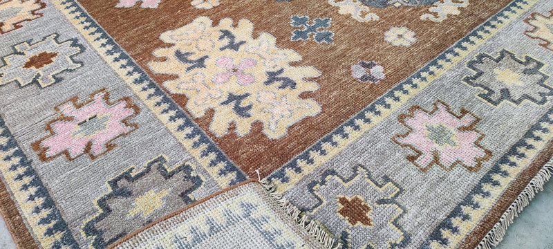 Ashley Dalton Brown and Grey Hand-Knotted Oushak Rug 8x10 | Banana Manor Rug Company