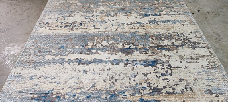 Ashton Taylor Aqua Hand-Knotted Modern Rug 6.6x9.6 | Banana Manor Rug Company