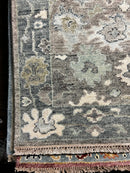 Ausha 2.6x14 Brownish Grey Hand-Knotted Oushak Runner | Banana Manor Rug Company